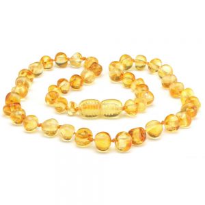 Baltic amber teething necklace Lemon Color 32cm (12.5 inches)
